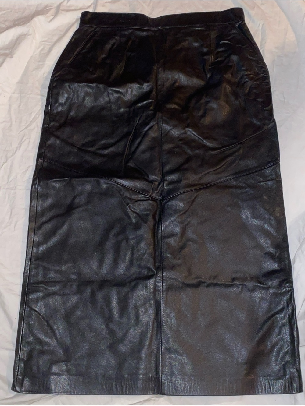 Vtg Dana Brooke Soft Cow Nappa Leather Pencil Skirt Women's 10 Corpcore Chic
